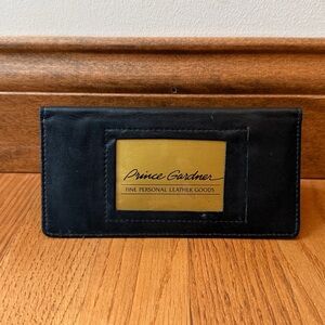 NEW Prince Gardner Black Leather Check Cover With Photo ID And Card Slots